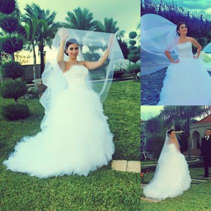 Fashion 2015 Bridal Gowns Strapless Pearls Beaded..